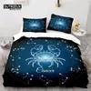 Ensembles de literie Douze Constellation Ensemble pour enfants Enfant Filles Garçons 3D Imprimer Cancer Housse de couette Mystery Galaxy Couette Taie d'oreiller