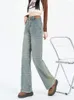 Jeans da donna 2024 coreano Y2K moda vintage pantaloni larghi a righe blu per le donne vestiti dritti pantaloni eleganti casual Lady Pantalons