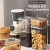 Bottiglie di stoccaggio Barattoli trasparenti Contenitori per alimenti impilabili ermetici con coperchi Dispenser sigillato di grande capacità per biscotti Farina di frutta secca