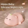 Veilleuses mignonnes en Silicone, lampe hippopotame pour enfants, lampe à intensité variable, animaux rechargeables, veilleuse de chevet de chambre à coucher