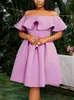 Robes de grande taille mignonnes femmes robe de fête d'anniversaire à volants épaule bouffée a-ligne plissée mini robe cocktail événement 4XL 2024 vêtements