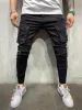 Womens Jeans Black Biker Cargo Men Mti-Pocket Slim Fit Joggers Trousers Mens Ripped Hole Motorcycle Streetwear Denim Pencil Pants Drop Dhgpw