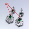 Charme exclusive Sier Color Crystal Austria Natural avec des pierres vertes Collier de mariage Dubaï et pendants de boucles d'oreilles