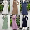 Ethnische Kleidung Ramadan Naher Osten Muslim Robe Jilbab Abaya Einfarbig Chiffon Langarm Kleid Damen Abayas ohne Hijab Drop De Dhzf3