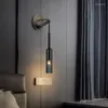 Lâmpada de parede simples quarto cabeceira todo cobre luxo moderno sala estar tv fundo decoração luminárias cristal