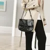 Bolsas de ombro Rhombus Black Rock Soft Flap Único Crossbody Pack Chain Bag Bolsas de luxo para mulheres PU Leather Messenger