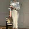 Women's Blouses Spring White Imitation Satin Shirts For Women Korean Elegant Turn Down Collar Silk Office Lady Blouse Solid Buttons Up Shirt