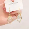 Dangle Earrings Korean Fashion Rhombus Moonstone Boho Elegant Jewelry Wedding Banquet Accessoriesとの完全な光沢のあるジルコンの装飾