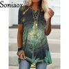 Summer Fashion Womens ShortSleeve Digital Printed TShirt Casual Loose Top Tee Shirt Clothing Frauen T 240328