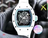 Luxe Watch Cool Rakish Mechanical Pols Watches TV Factory RM055 Multifunctionele modetrend Witte keramische tape X8 2023 Nieuwe luxe stijl