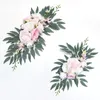 Decorative Flowers Decorations Welcome Sign Artificial Wedding Arch Kit Rose Blue Eucalyptus Drapes For