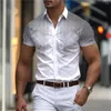Męskie koszule 2024 Kolor Solid Kolor Guzet w górę Koszulka do codziennego noszenia mięśniowych top
