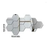 Window Stickers Hexagon Mirror Tiles 12 Pcs Acrylic Decals Removable Wall Self Adhesive Mosaic For Living Room Bedroom