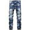 Jeans da uomo Jewuto Uomo Marca di alta qualità Foro dritto Moto Biker Pantaloni denim per nero blu Consegna abbigliamento Abbigliamento Dhqmc