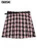 Gibsie Plus Size Mini Mini Skirt 2023 Autumn Corean Preppy Style Vintage Plaid Print High Weist Y2K تنانير قصيرة 240321