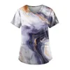 Dames T-shirts Mode V-hals Korte Mouw Werkkleding Met Zakken Gedrukt Tops Jeugdige Vrouw Kleding Voor Vrouwen Camisetas De Muj