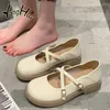 Casual Shoes French Retro Mary Jane Thick Bottom Anti-slip Pu For Women 2024 Fashion Simple Comfortable Pumps Summer