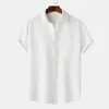 Men's Casual Shirts Summer White Short Sleeve With Pocket Turn-down Collar Breathable Mens Men Regular Fit Beach Chemise Hombre