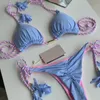 Nuovo costume da bagno triangolo bikini in corda intrecciata senza schienale Costume da bagno europeo e americano multicolore