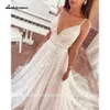 Plunging V Bohemian Wedding Dress 2023 Vestido Noiva Summer A Line Boho Neck Lace Open Back Sleevele 240329
