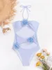 Mulheres Swimwear 2024 Maiô de uma peça para mulheres 3D tridimensional flor biquíni sexy praia estilo europeu e americano