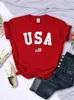 ABD Ulusal Bayrak Şehir Sokağı Baskılı Kadın Tişörtler Moda Nefes Alabilir Kısa Kol Yaz Hip Hop O-Yık Tees Hip Hop Tshirts 240329