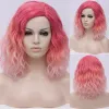 Wigs GAKA Women Orange and Pink Ombre Wig Cosplay Water WaveTwo Tone Middle Part Synthetic Wigs Heat Resistant Fiber