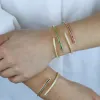 Armbanden Goud kleur mode vrouwen sieraden Half wit cz half kleurrijk groen blauw rood zirconia open manchet armband voor vrouwen