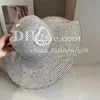 Designer di cappelli a secchi a tela larga cappello ricamato cappello intrecciato cappello per vacanza estiva cappello da sole a mare di protezione da sole.