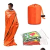 Outils à main Survie en plein air Bivy Sac de couchage d'urgence Cam Couverture thermique Mylar Équipement étanche Compact Coupe-vent Drop Livraison Sports O Otnzc