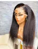 Wigs Natural Black Soft 26 Inch Long Glueless Yaki 200Density Kinky Straight Deep Lace Front Wig For Women Babyhair Preplucked Daily