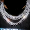 Hip Hop Baguette chaîne cubaine bijoux fins 15mm 18mm 20mm 925 argent massif VVS Baguette Moissanite chaîne à maillons cubains collier