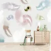 Wallpapers Milofi Custom Large Mural Wallpaper 3D Modern Minimalist Small Fresh Colorful Feather Background