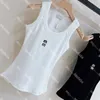 Bordado feminino singlet tank tops letras sexy sem mangas recortadas topos esportes casual luxo designer tanques