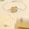 Silver Bracelet Sunflower Flower Two Tone Wxmt