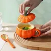 Tazze Piattini Tazza di zucca per bambini Latte in ceramica Tazza da caffè in cartone animato di Halloween Creativo 3D realizzato a mano Termoisolante