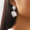 Dingle örhängen xialuoke retro runda gradient färg kristall zirkon för kvinnor unika stora smycken hängen modetillbehör