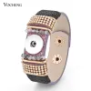 Armreifen 10 teile/los 18mm Vocheng Druckknopf Charms Armband PU Leder Schmuck NN305*10 Kostenloser Versand