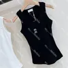 Bordado feminino singlet tank tops letras sexy sem mangas recortadas topos esportes casual luxo designer tanques