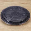 Plates Fruit Storage Box With Lid Disposable Round Plastic Snack Trays 10 Pack 6 Compartment For Parties