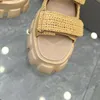 Fashion Designer Woven Fabric Thick Bottom Sandals Ultra Lightweight serrated Thick Sole Inner Evokes a Summery Mood Unique Touch Enhanced Yifei 141263 Sizes 35-41