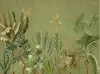 Fonds d'écran Milofi personnalisé grand papier peint mural 3D minimaliste peint à la main rétro plante tropicale fond