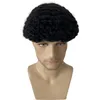 ヨーロッパのレミーヒューマンヘアヘアピース＃1bナチュラルブラック8mm波フルノットPu Toupee 8x10黒人男性用のスキンユニット