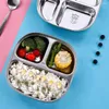 Bowls Appetizer Dishes Compartment Plate Camping Eating Utensils Stainless Steel Tray