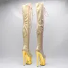 ダンスシューズLaijianjinxia 20cm/8inches pu upper modern sexy nightclubハイヒールプラットフォーム女性用膝のブーツ500