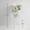 Decorative Flowers 2pcs Peony Simulation Flower Flocking 3 Head Dew Lotus Home Decoration Fake Wedding Scenery Outdoor Props Free Of Care