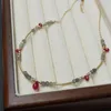 Pendants Lii Ji Natural Red Ruby With Labradorite Handmade Chain Necklace 38 3cm Gemstone Jewelry For Gift