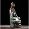 Dekorativa figurer 38 cm Xuande signerade gamla kinesiska brons begravda staty Guanyin Budha Q411