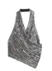 Tank da donna Donne metalliche Slim Slim Asimmetriche femminile senza maniche Copia casual senza schienale Top Y2K 2024 Spring primavera