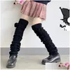 Chaussettes Hosiery Femmes Allongé Hiver Chaud Noir Blanc Tricoté JK Sur Le Genou Long Automne Lolita Manches De Veau Drop Livraison Vêtements Unde Dhoqt